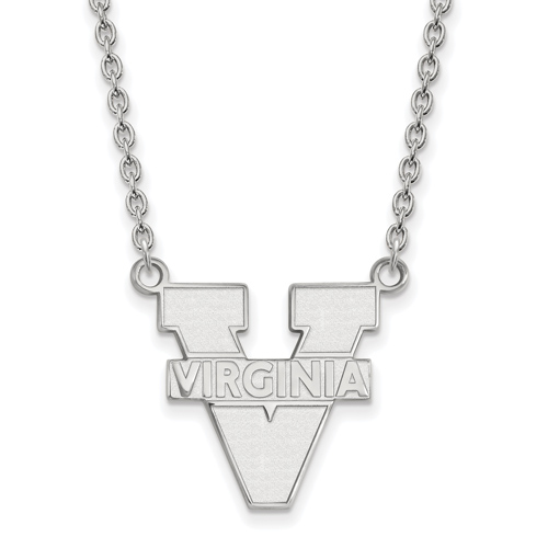 14kt White Gold University of Virginia Logo Pendant with 18in Chain