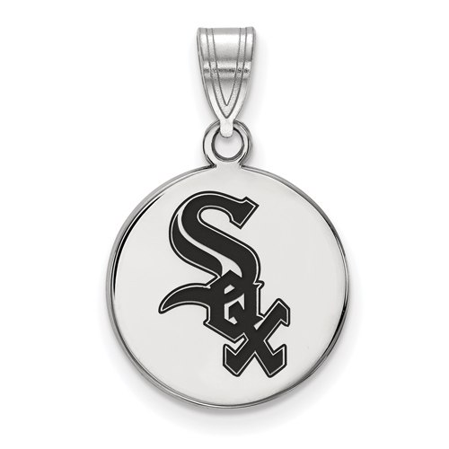 Sterling Silver 5/8in Chicago White Sox Enamel Pendant