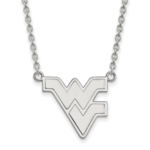 14kt White Gold West Virginia University WV Pendant with 18in Chain
