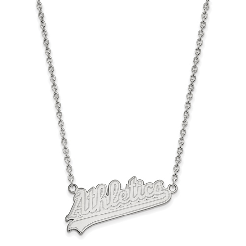 10k White Gold Oakland Athletics Pendant on 18in Chain