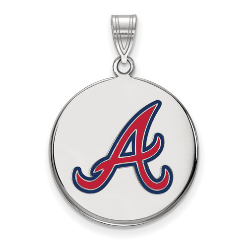 Sterling Silver 7/8in Atlanta Braves Enamel Disc Pendant