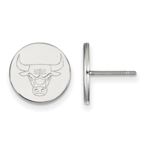 Sterling Silver Chicago Bulls Small Round Post Earrings