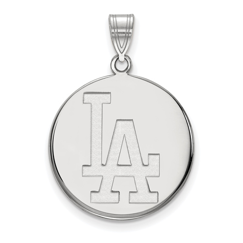 14k White Gold 7/8in Los Angeles Dodgers Disc Pendant