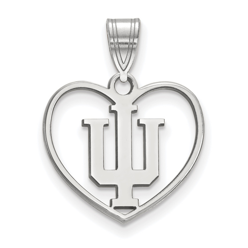 Sterling Silver 5/8in Indiana University Pendant in Heart