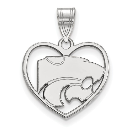 Kansas State University Heart Pendant 5/8in Sterling Silver