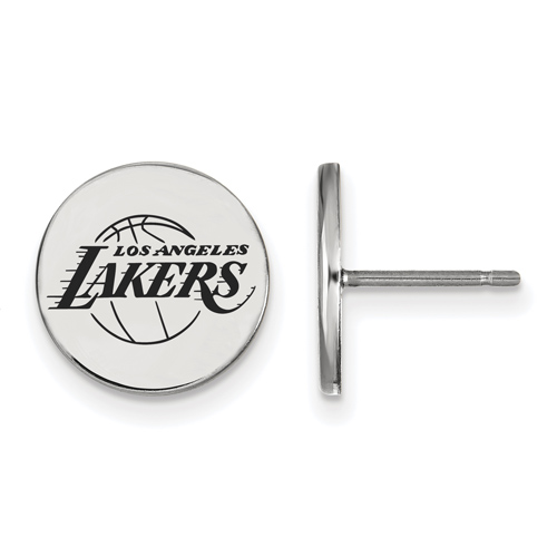 Sterling Silver Round Los Angeles Lakers Enamel Earrings
