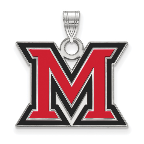 Miami University Enamel Pendant 3/4in Sterling Silver