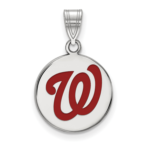 Sterling Silver 5/8in Washington Nationals Enamel Pendant