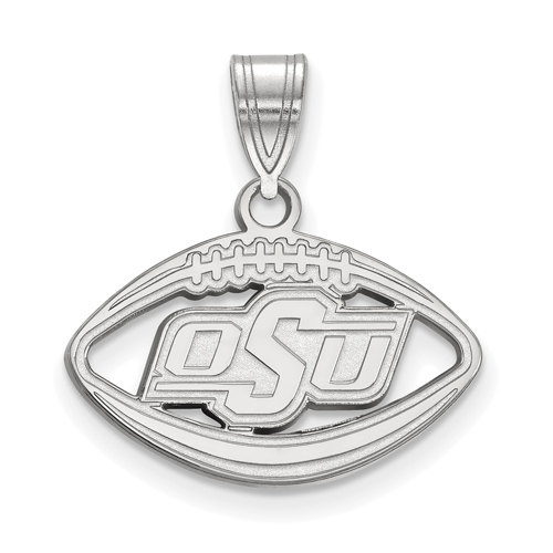 Sterling Silver 3/4in Oklahoma State University Football Pendant