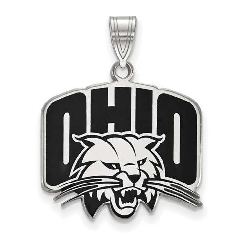 Ohio University Enamel Pendant 3/4in Sterling Silver