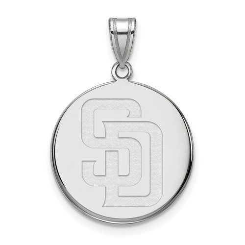 14k White Gold 3/4in San Diego Padres Pendant