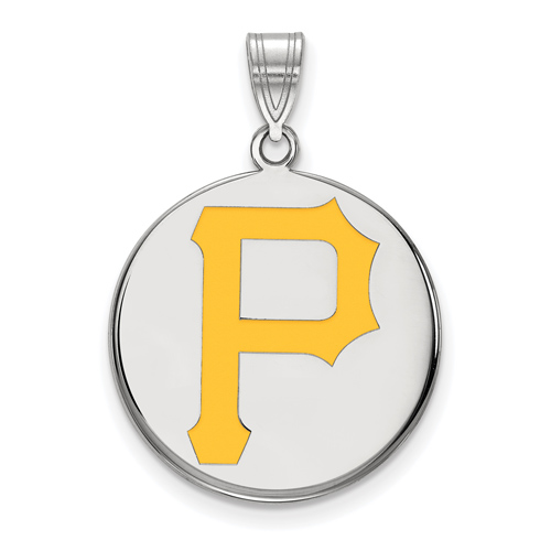 Sterling Silver 3/4in Pittsburgh Pirates Enamel Disc Pendant