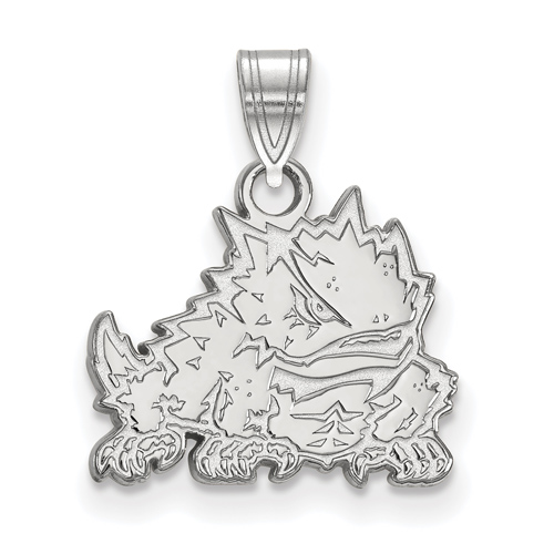 Sterling Silver 1/2in Texas Christian University Horned Frog Pendant
