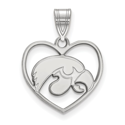 University of Iowa Heart Pendant 5/8in Sterling Silver