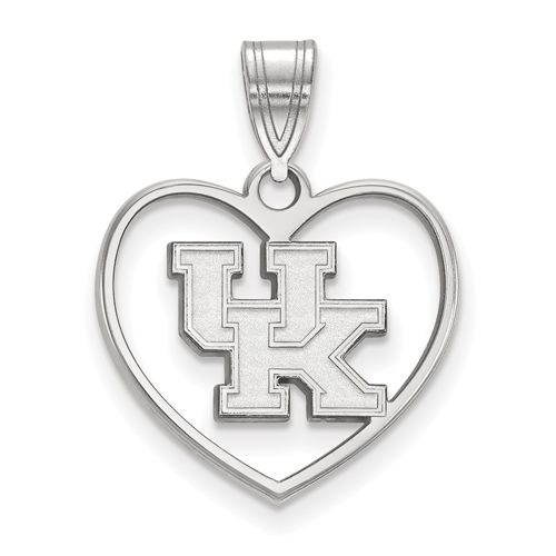 Sterling Silver 5/8in University of Kentucky Heart Pendant
