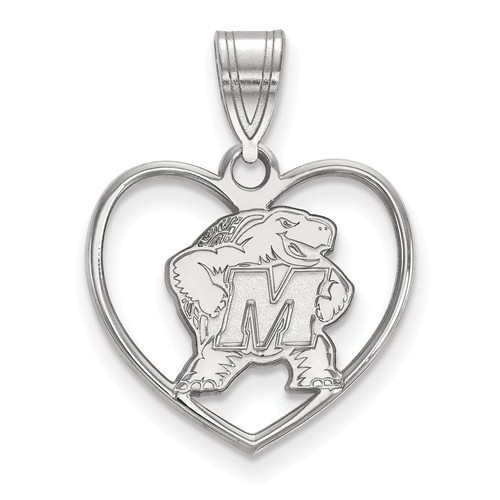 Sterling Silver 5/8in University of Maryland Heart Pendant
