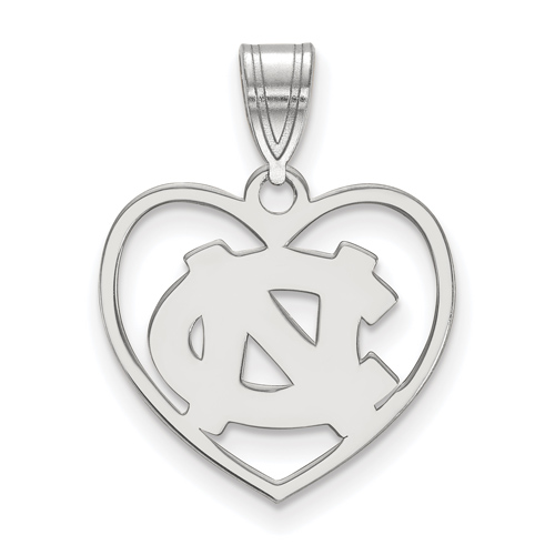 Sterling Silver 5/8in University of North Carolina Pendant in Heart
