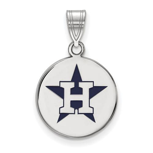 Sterling Silver 5/8in Houston Astros Enamel Pendant