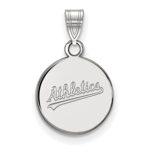 14k White Gold 1/2in Round Oakland A's Pendant