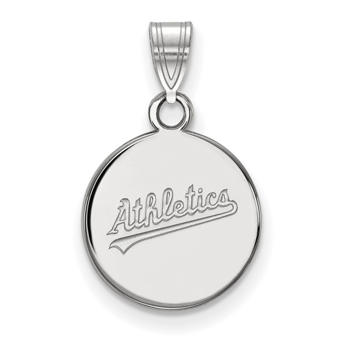 Sterling Silver 1/2in Round Oakland A's Pendant