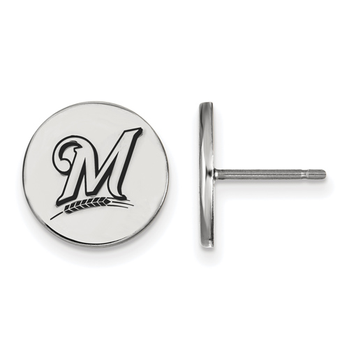 Sterling Silver Milwaukee Brewers Small Enamel Post Earrings