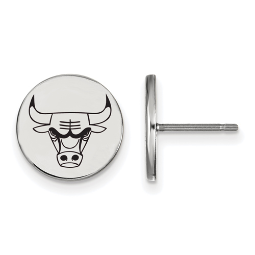 Sterling Silver Chicago Bulls Small Post Enamel Earrings