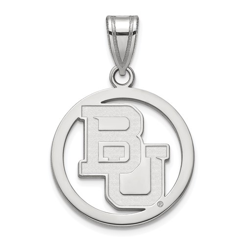 Sterling Silver 5/8in Baylor University Circle Pendant