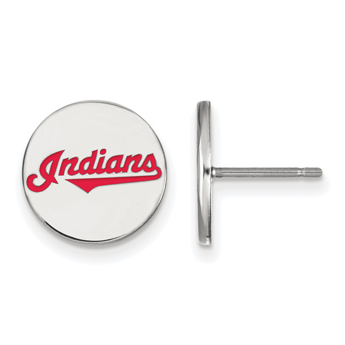 Sterling Silver Cleveland Indians Small Enamel Post Earrings