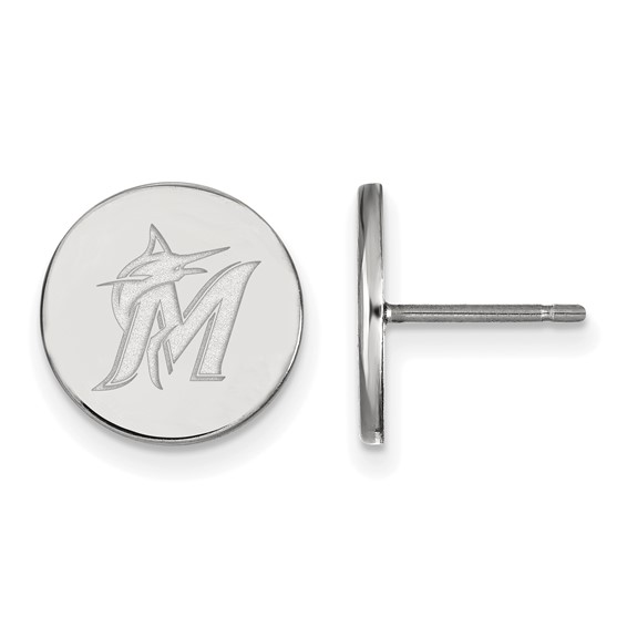 Sterling Silver Miami Marlins Small Post Earrings