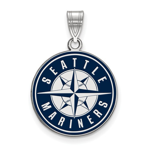 Sterling Silver 3/4in Seattle Mariners Enamel Pendant