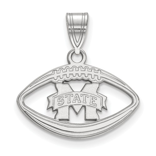 Mississippi State University Football Pendant 3/4in Sterling Silver