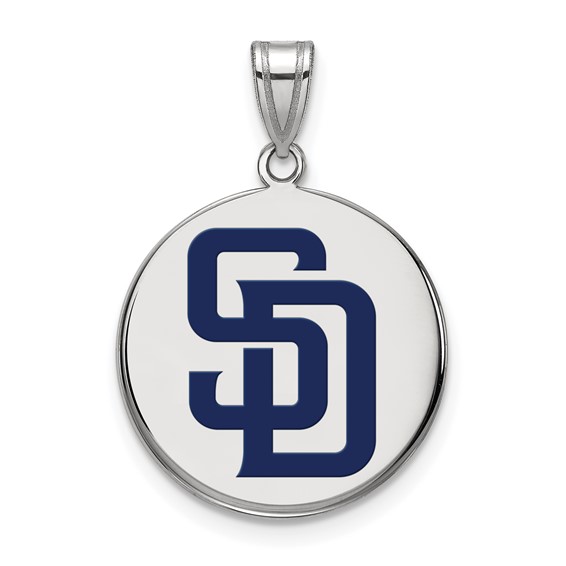 Sterling Silver 3/4in San Diego Padres Enamel Pendant