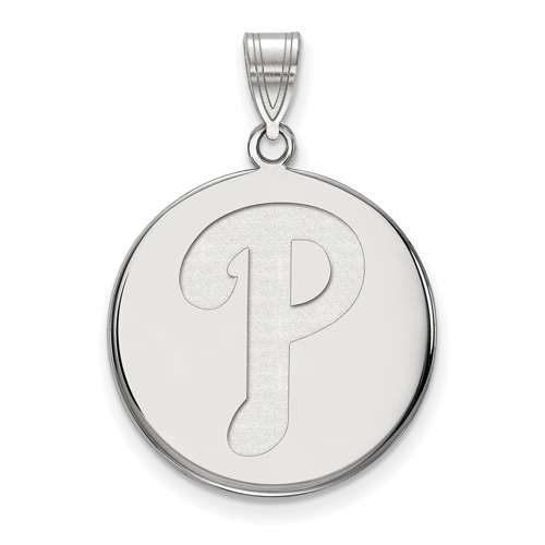 14kt White Gold 3/4in Philadelphia Phillies Disc Pendant