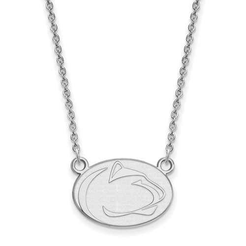 10kt White Gold 1/2in Penn State University Pendant with 18in Chain