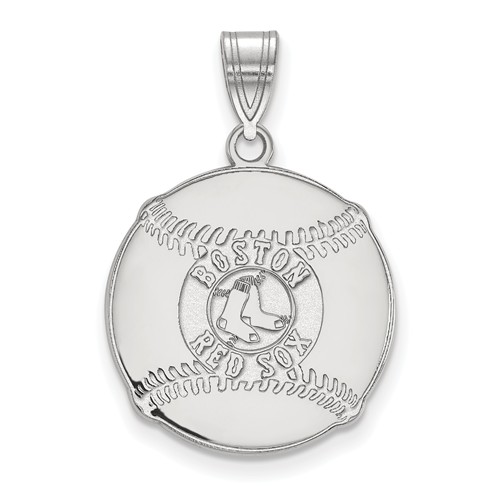 Sterling Silver 3/4in Boston Red Sox Logo Baseball Pendant