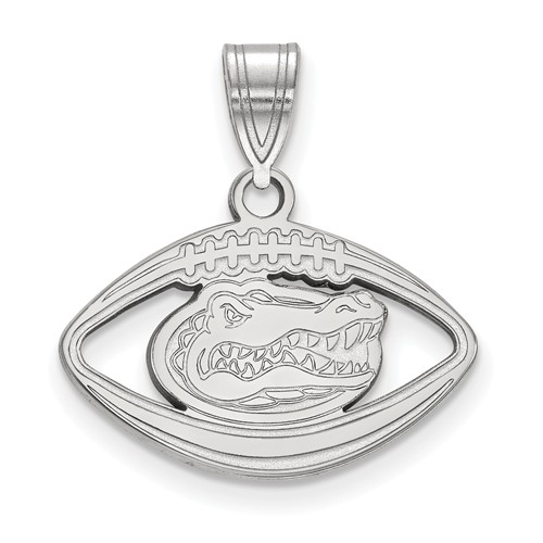 Sterling Silver 3/4in University of Florida Football Pendant