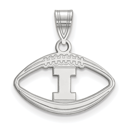 Sterling Silver 3/4in University of Illinois Tiger Football Pendant