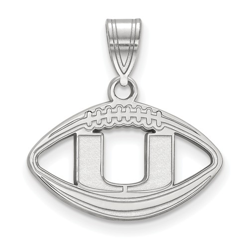 Sterling Silver 3/4in University of Miami Football Pendant