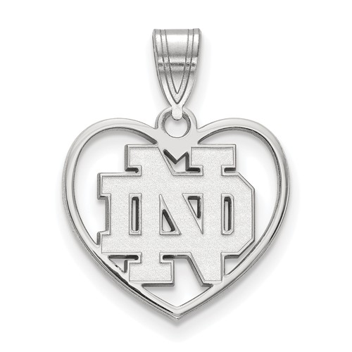 Sterling Silver 5/8in University of Notre Dame Heart Pendant