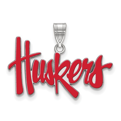 Sterling Silver University of Nebraska Huskers Enamel Pendant