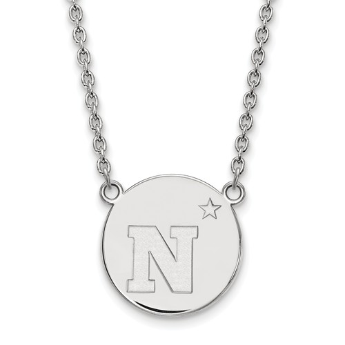 United States Naval Academy 3/4in Disc Necklace Sterling Silver