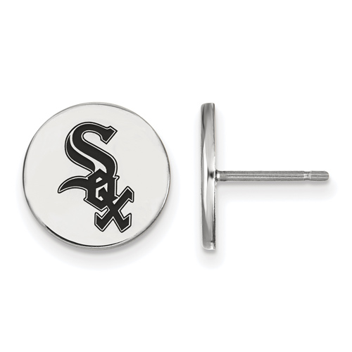Sterling Silver Chicago White Sox Small Enamel Post Earrings