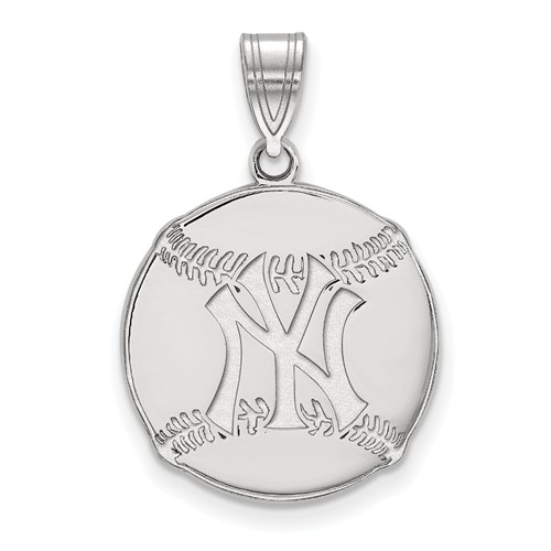 Sterling Silver 3/4in New York Yankees Logo Baseball Pendant