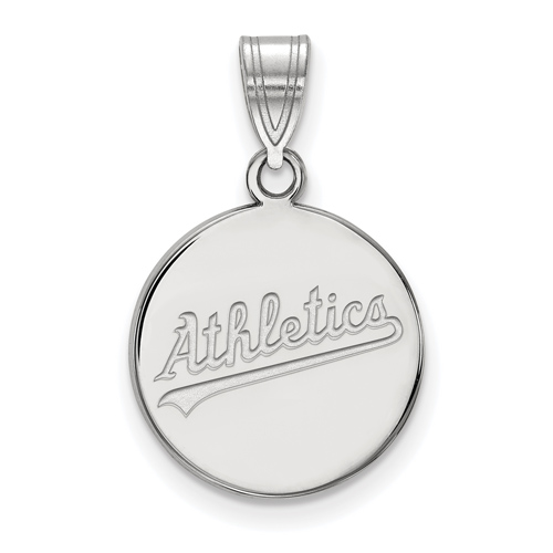 10k White Gold 5/8in Round Oakland A's Pendant