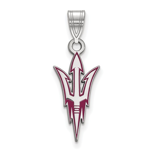 Arizona State Univ. Enamel Pitchfork Pendant 3/4in Sterling Silver
