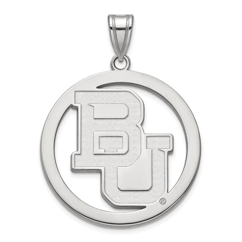 Sterling Silver 1in Baylor University Logo Pendant in Circle