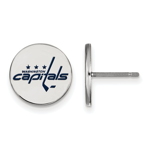 Sterling Silver Washington Capitals Round Enamel Earrings
