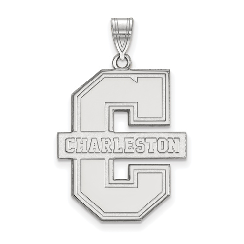 College of Charleston Logo Pendant 1in 14k White Gold