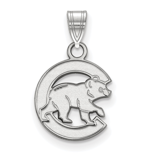 14kt White Gold 1/2in Chicago Cubs Walking Cub Pendant