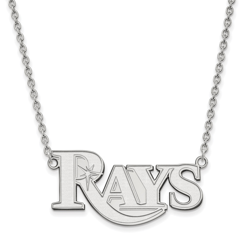 14k White Gold Tampa Bay Rays Pendant on 18in Chain